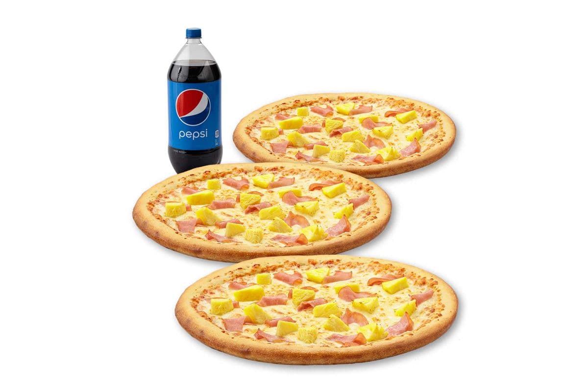 Spécial 3 Pizzas Larges - Hawaïenne / Large 3 Pizza Special - Hawaiian