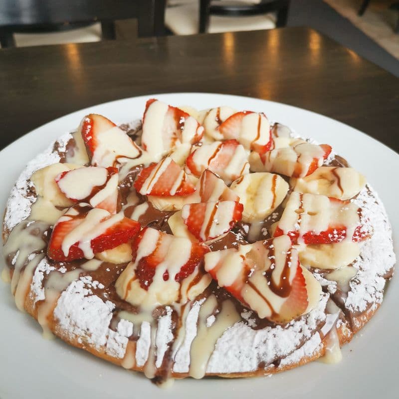 Nutella Pizza with Banana and Strawberries
