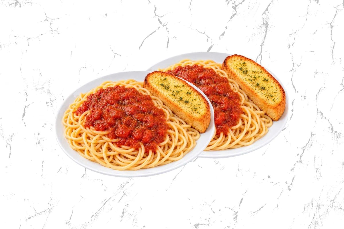 2 Orders - Spaghetti With Meat Sauce/ 2-garlic bread
