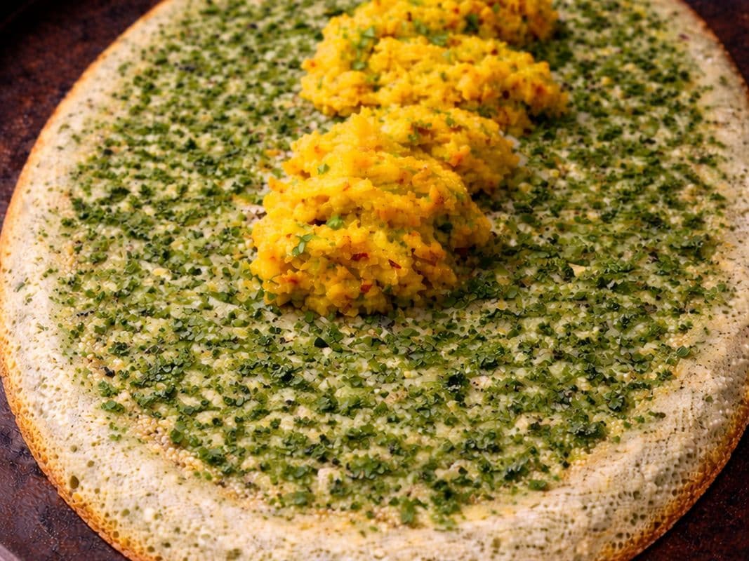 Fresh Spinach Masala Dosa