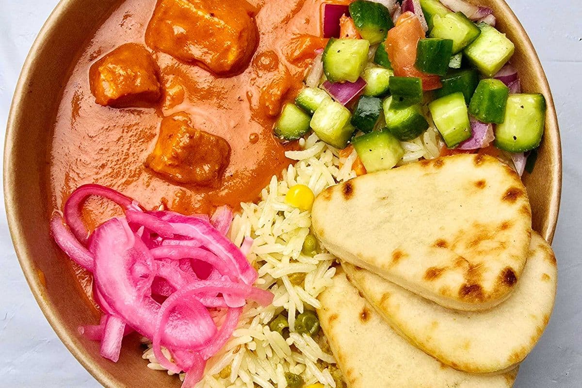 Butter Chicken Rice Bowl With Mini Naan