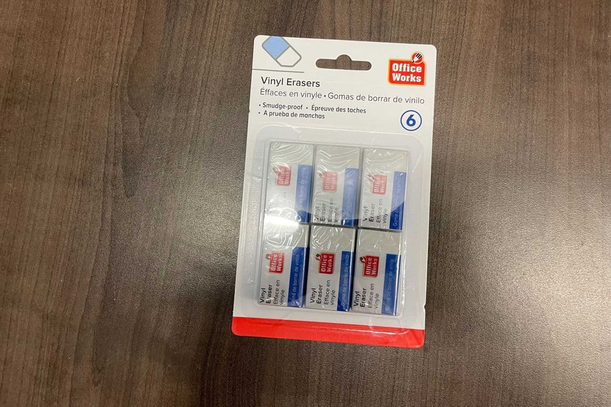 White Vinyl Erasers 6pk (6 pcs)