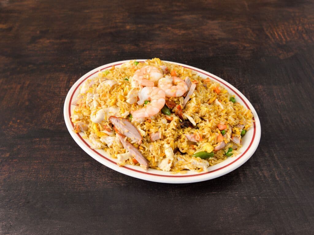 56.Deluxe Vietnamese fried rice (Shrimp, B.B.Q pork, Chicken)