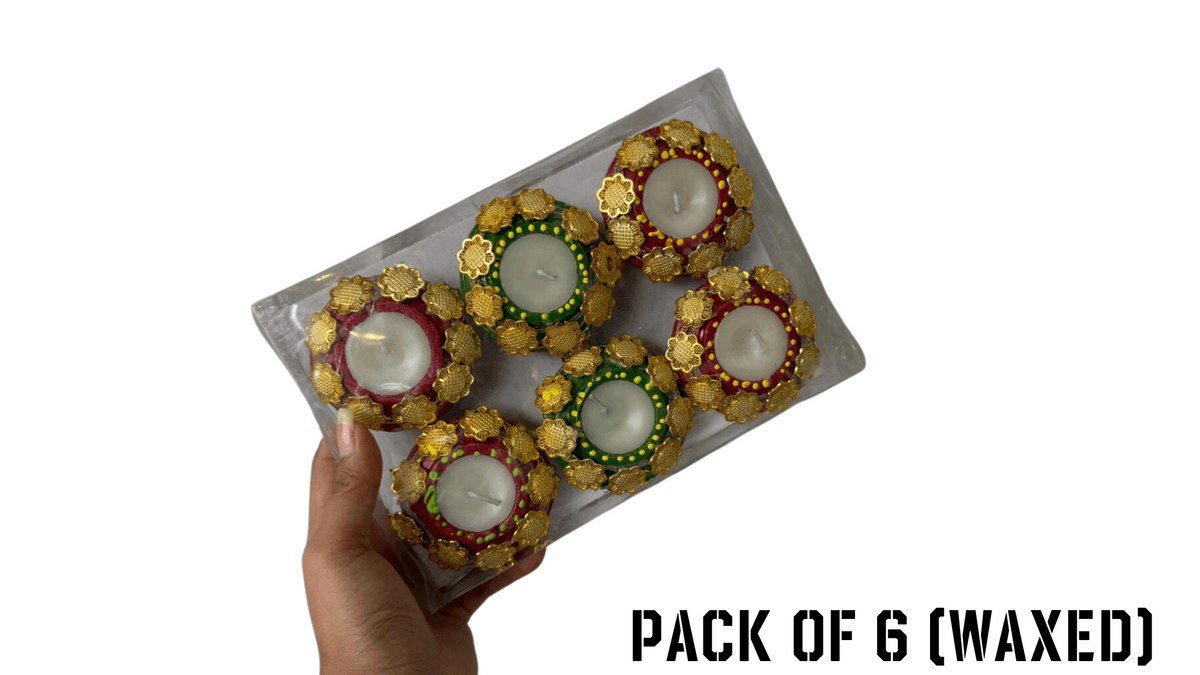 Pack of 6 Waxed Diyas