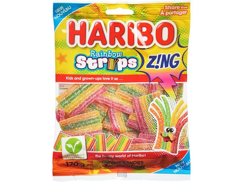 Haribo Rainbow Strips Sour Candy Streamers Bag