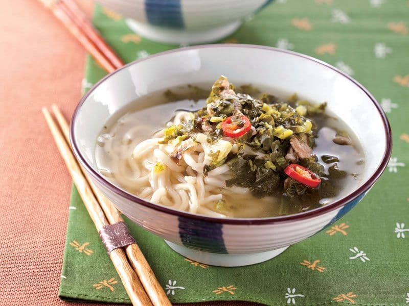 Shredded Pork with Salted Veggie Noodle Soup / 雪菜肉絲湯麵