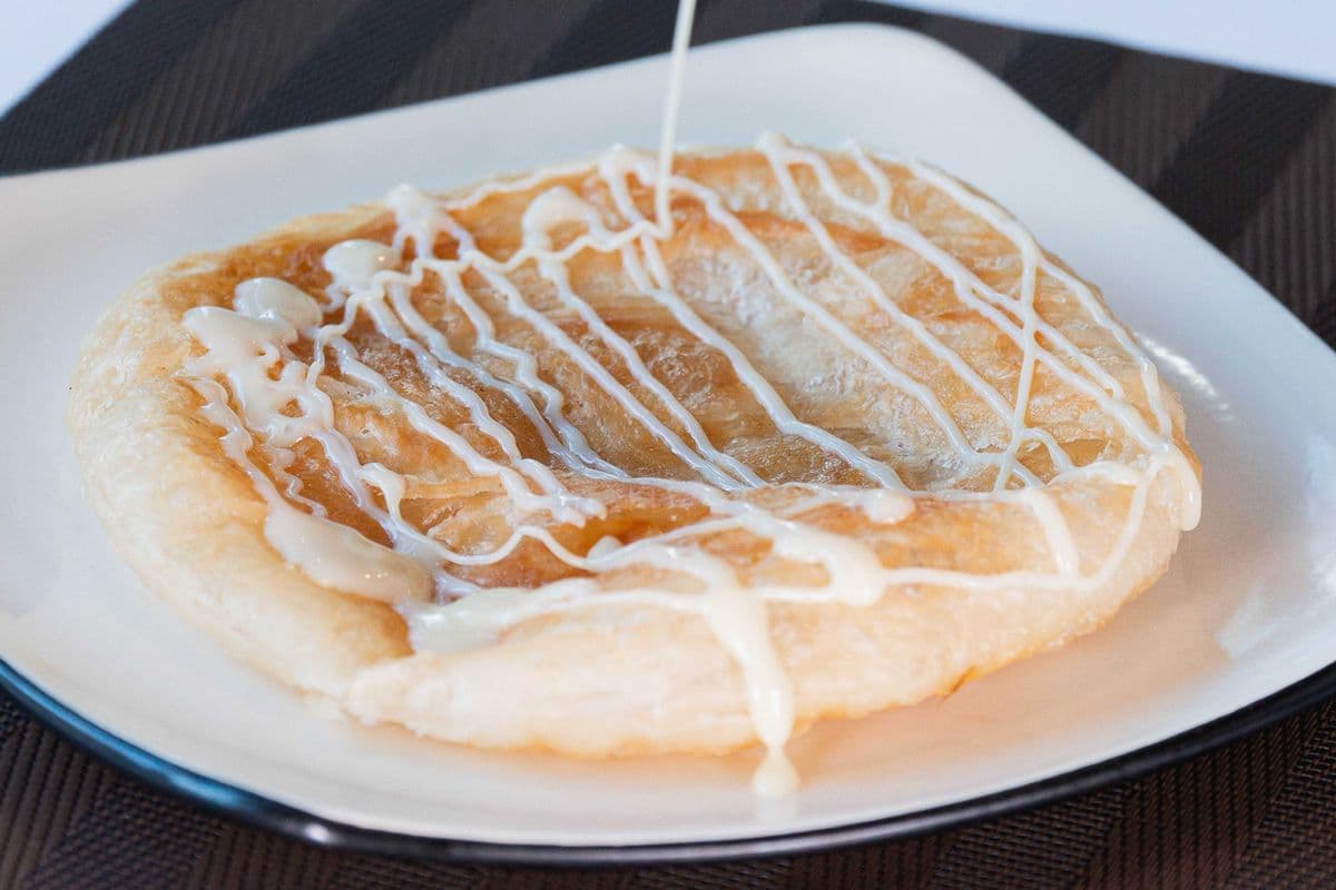 Roti Topped with Condensed Milk