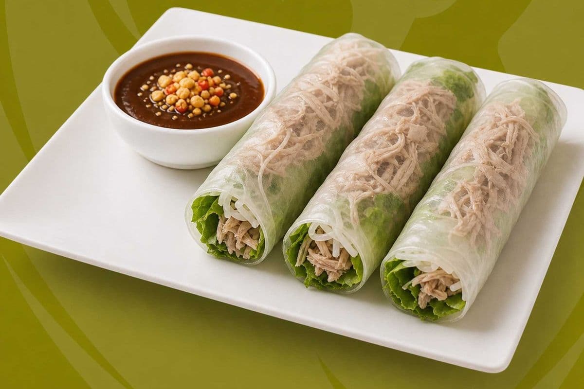3. Shredded Pork in Rice Wrappers - Bi Cuon (3 rolls)