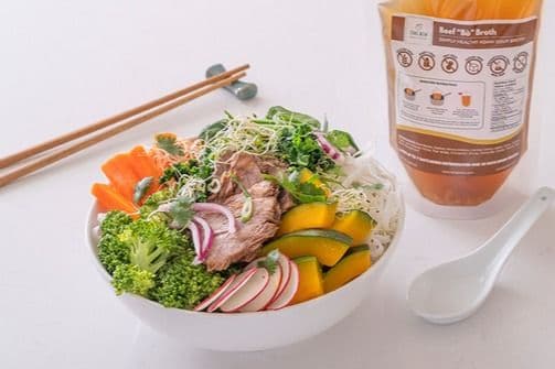 Beef Noodle Soup with Bone Broth and Veg