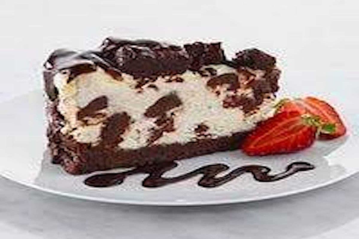 Gluten-Friendly White Chocolate Brownie cheesecake slice