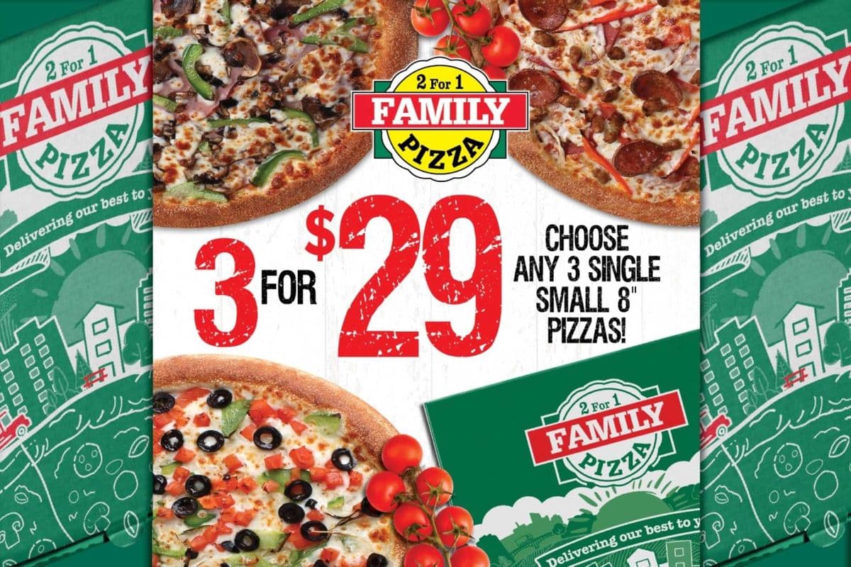 3 Small Pizzas for $29