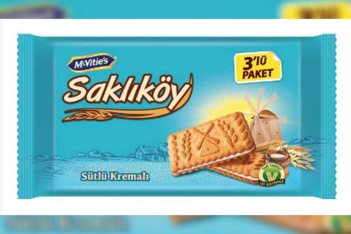 ULKER SAKLIKOY Sutlu KREMALI Biscuits with Milk Cream pack of 3 264g