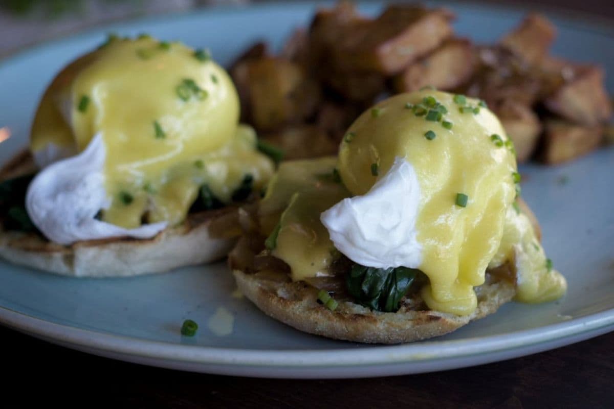 Spinach and Onion Benedict