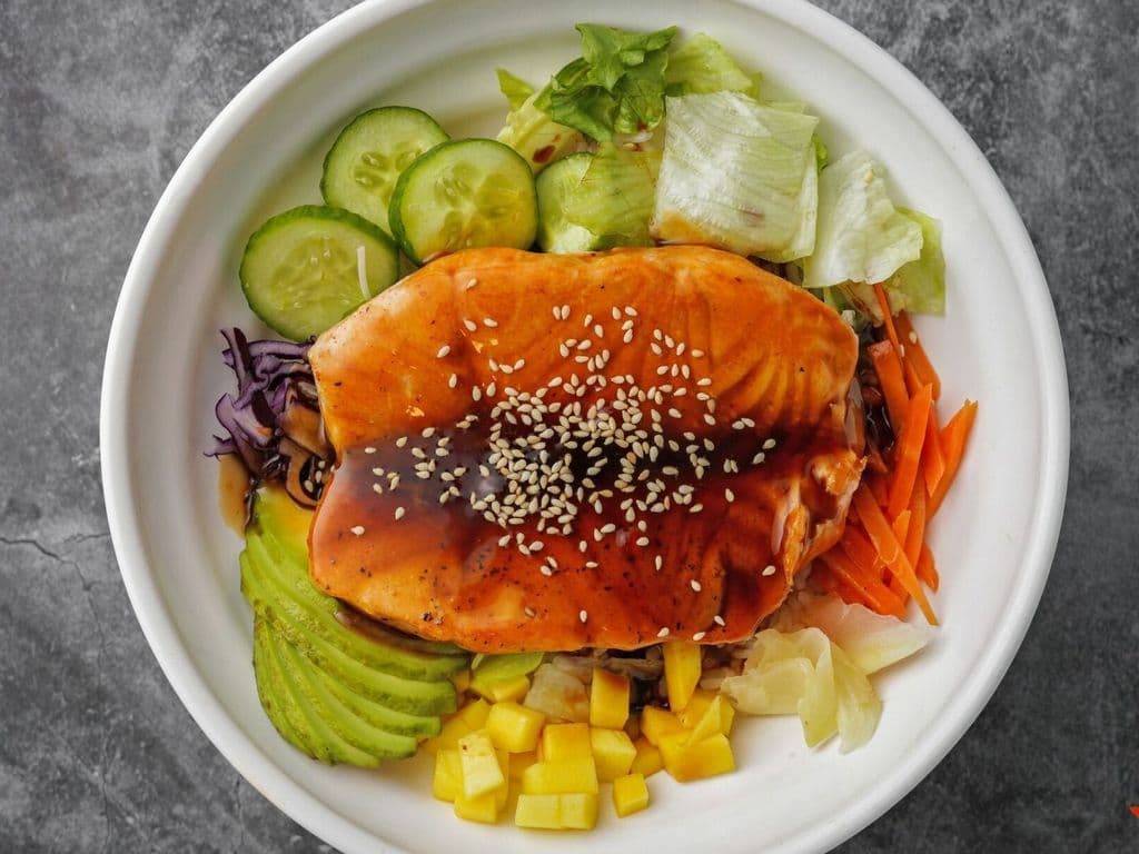 Salmon Teriyaki Poke Bowl