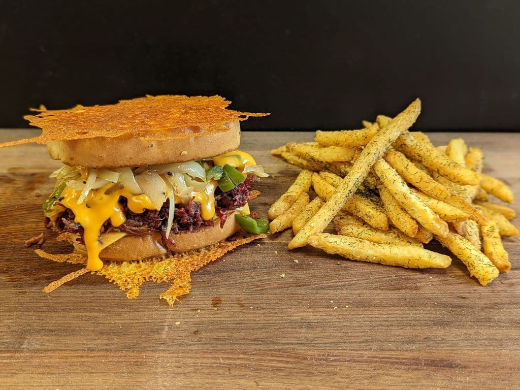 Philly Cheese Steak Sando & Fries