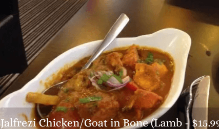 Jalfrezi Chicken, Goat in Bone, or Lamb