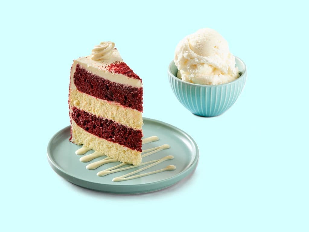Red Velvet Cheesecake Slice w/ Ice Cream