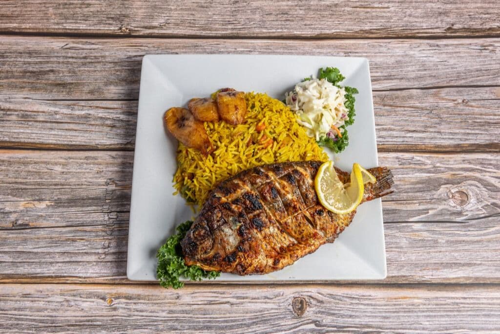 Fried Rice with Grilled Tilapia Fish