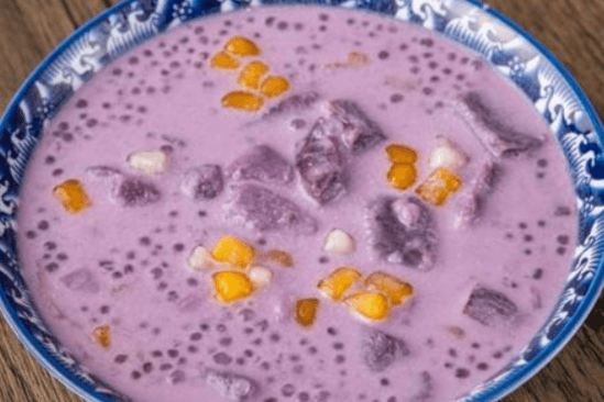 T4. Taro Balls Sago and Purple Yam with Coconut Milk 芋圆椰汁紫薯西米露