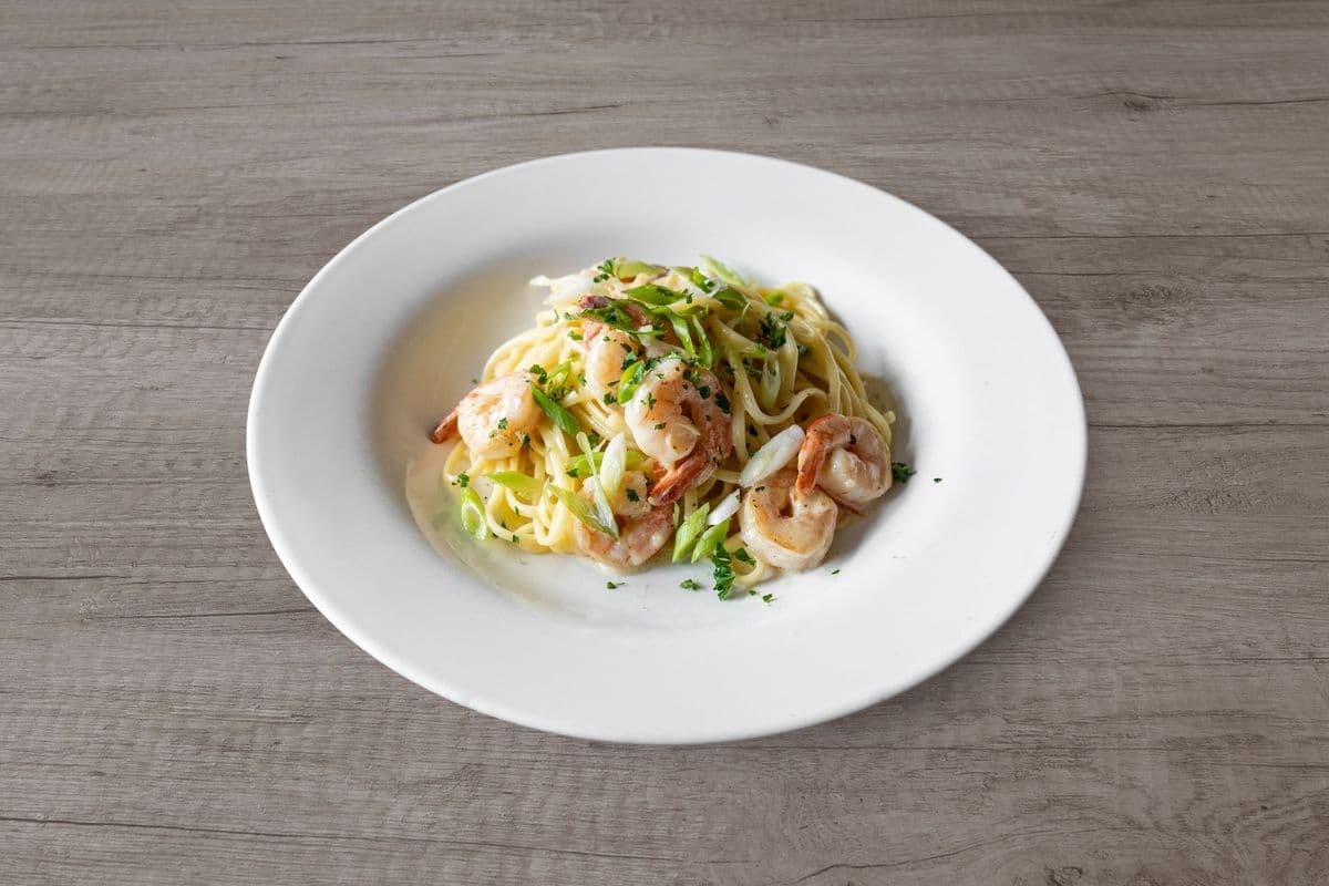 Roasted garlic shrimp linguine Alfredo