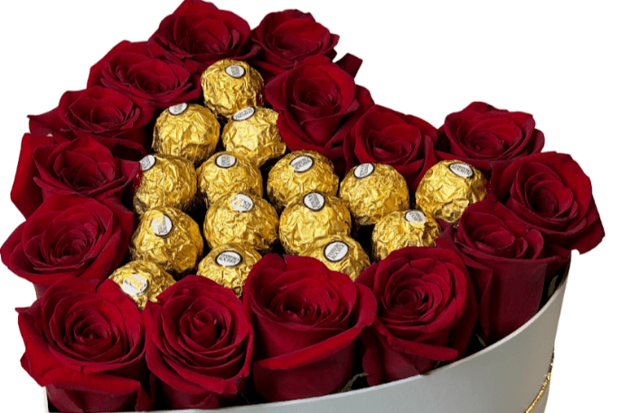 Rose and Ferrero Heart Box