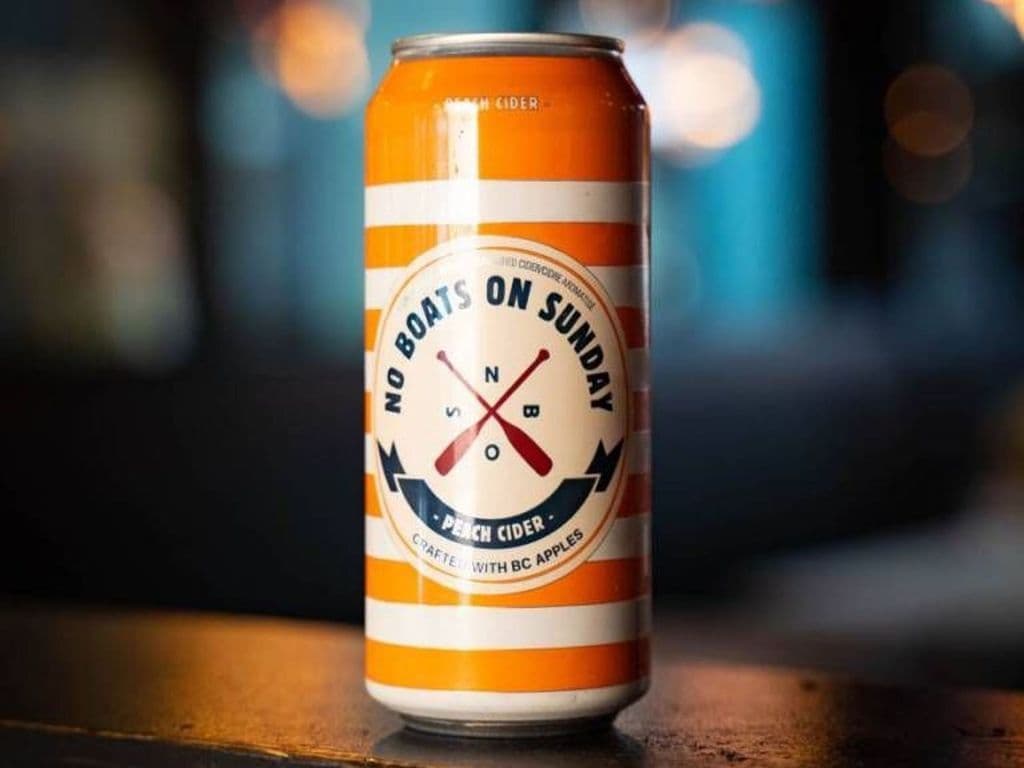 No Boats on Sundays Peach Cider, 473ml Canned Cider (5% ABV)