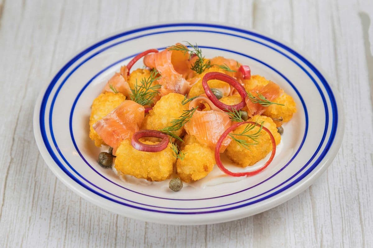 Lox + Schmear on Tots
