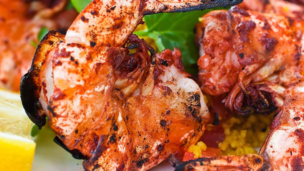 Grill Garlic Pepper Tiger Prawns/Naan/Pop