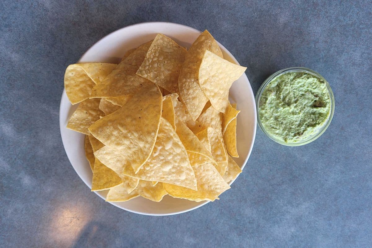 Tortilla Chips and Mock Guac - Guac substitute - edamame based (no avo)