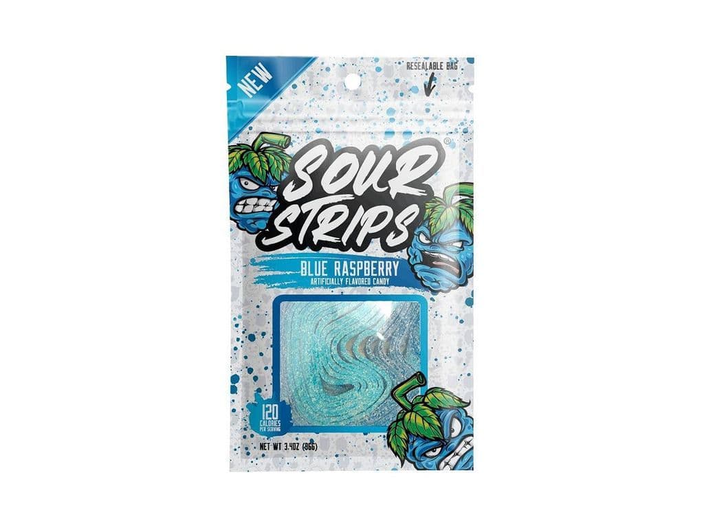 Sour Strips Blue Raspberry Candy Belt Gummies 96g Tongue Painter Sweet and Tangy