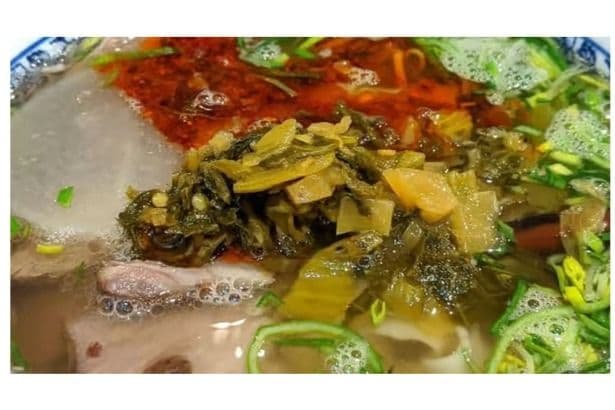 Hand-Pulled Noodles in Beef Soup with Pickled Sour Mustard