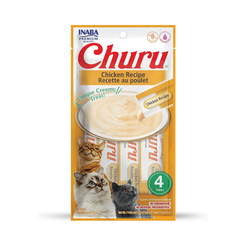 Inaba Cat Treats - Churu Purees Chicken Recipe Pouch (4 x 2oz)