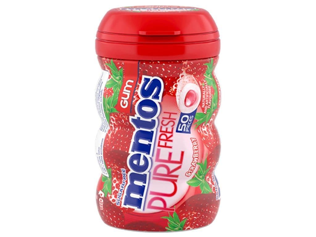 Mentos Pure Fresh Zero Sugar Gum Strawberry 50 Pieces