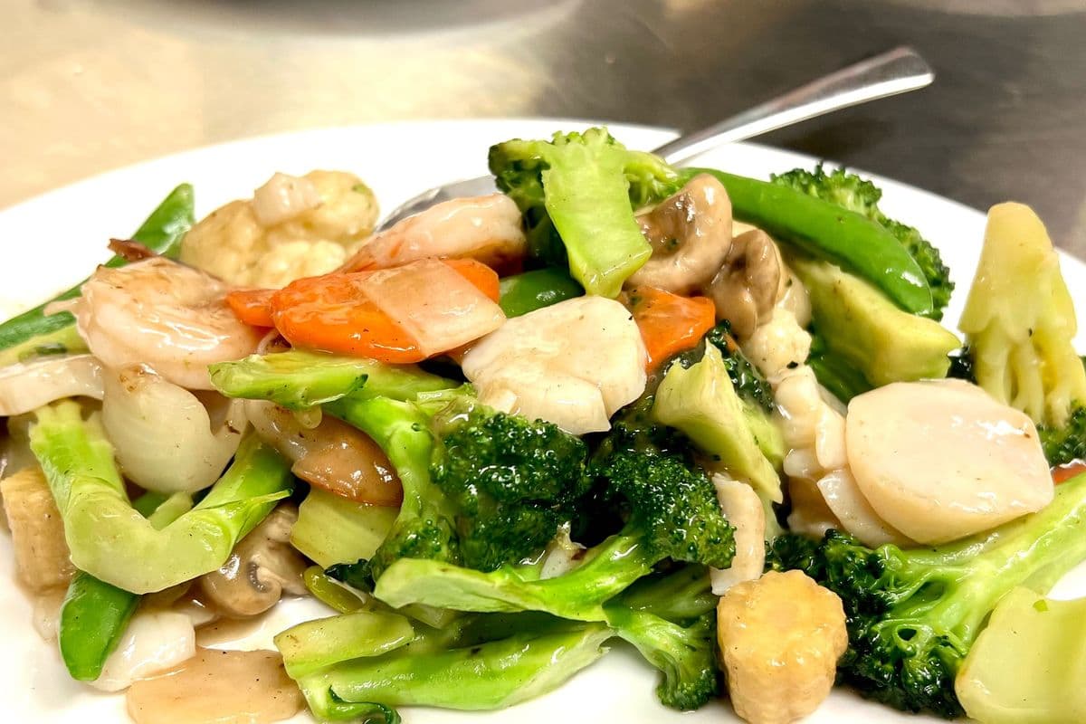 Shrimp and Scallops with Mixed Greens