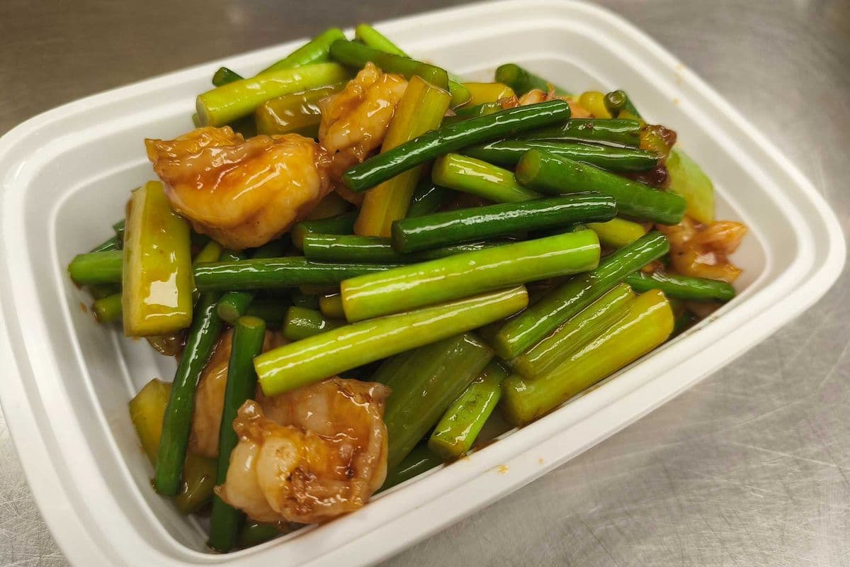 45. Stir-Fried Shrimp with Garlic Stem