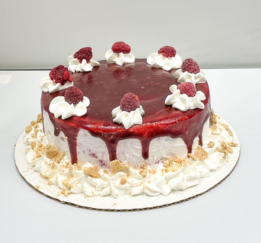Small Raspberry Cheesecake Ice Cream Cake