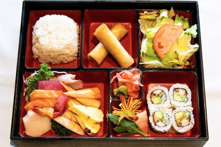 B12. Sashimi and California Roll Lunch Bento