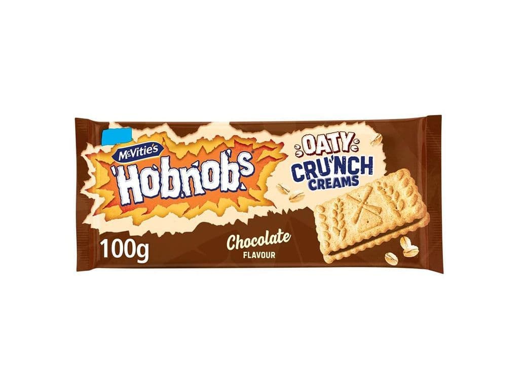 McVities Hobnobs Oaty Crunch Creams Chocolate Biscuit Sandwiches UK 100g