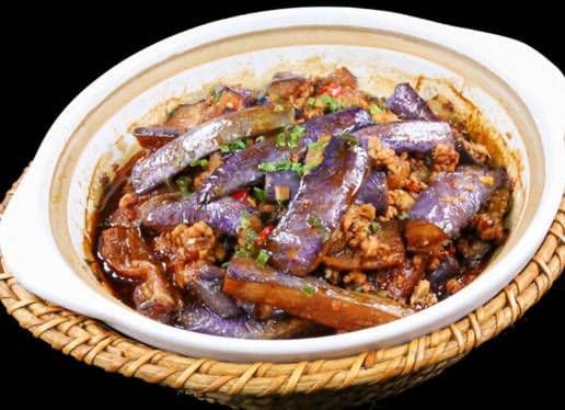 Spicy Eggplants with Minced Pork in Chili Garlic Sauce Hot Pot / 魚香茄子煲