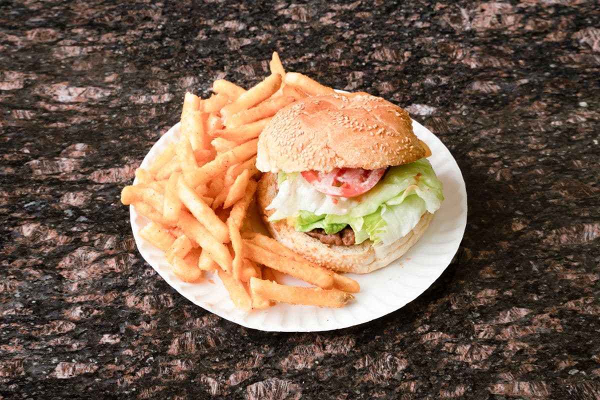 Hamburger with Fries and Pepsi