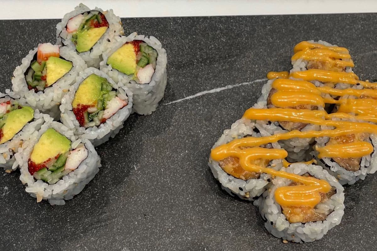 California (6 pcs) and Spicy Salmon (6 pcs)