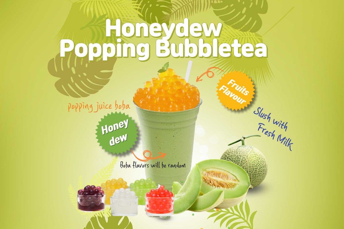 Honeydew Popping Boba Tea