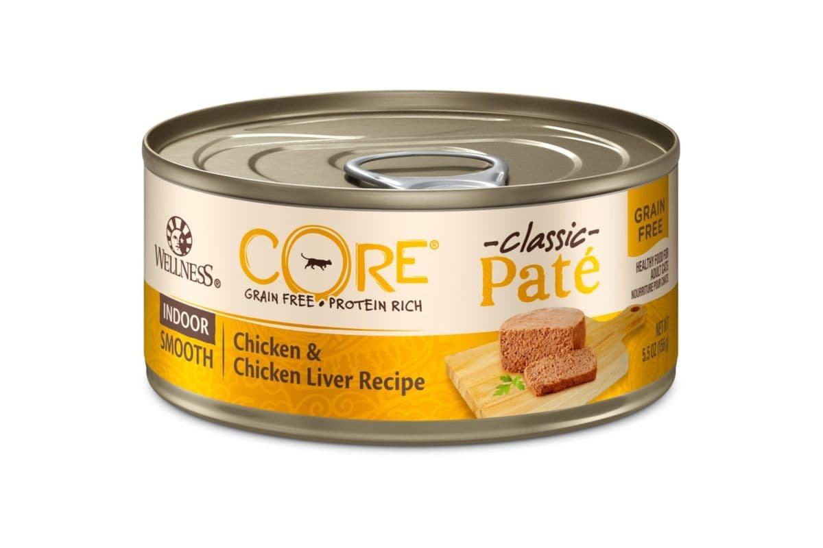 Wellness Core Pate Grain-Free Indoor Chicken & Chicken Liver Wet Cat Food Cans (5.5 oz)