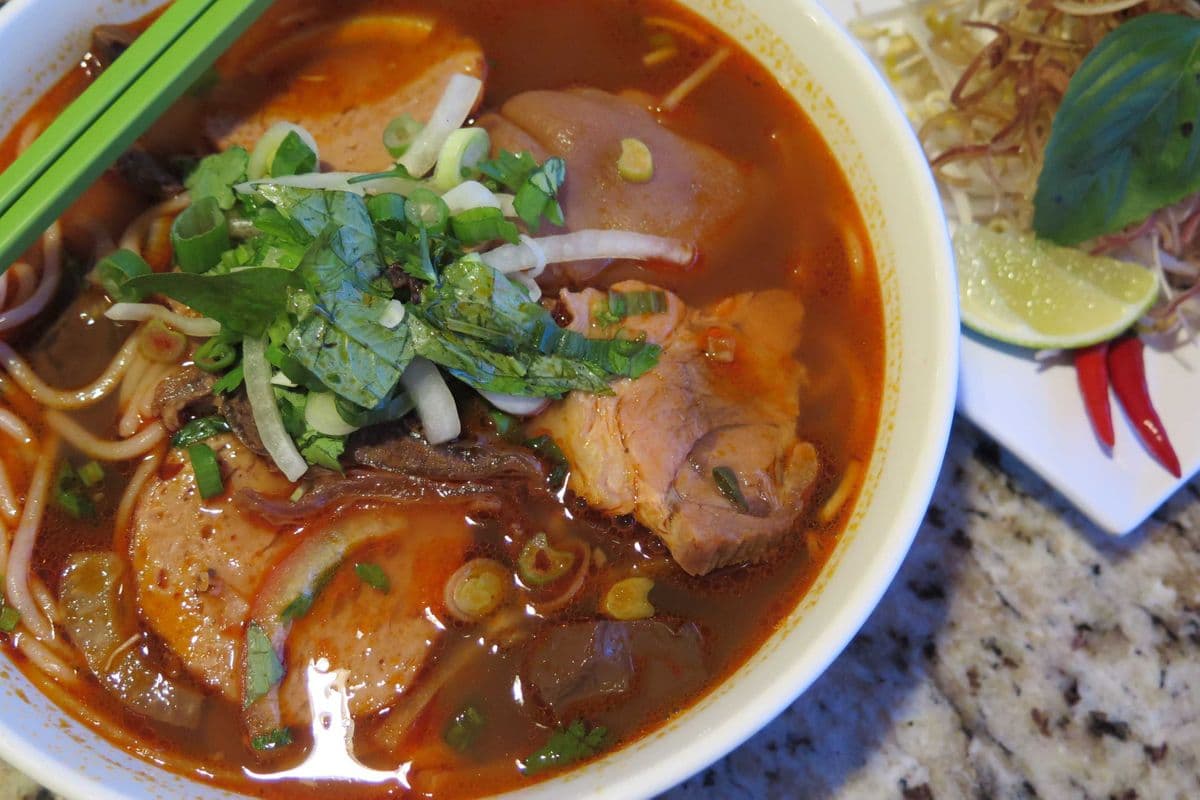 B1. Hue Spicy Beef and Pork Noodle Soup - Bun Bo Hue