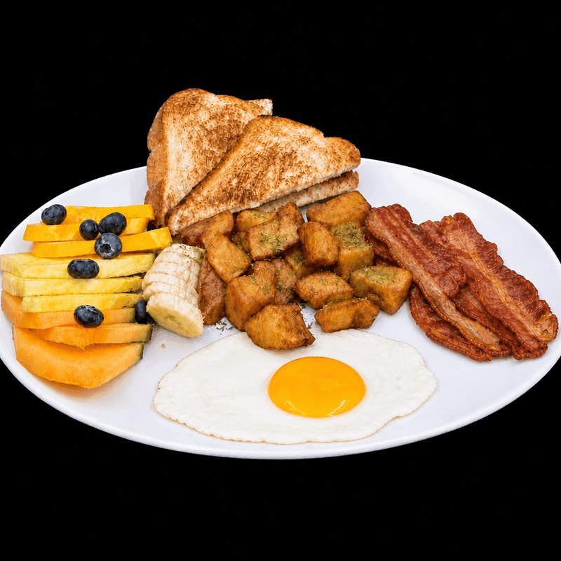 DEJ - UN OEUF ET (1) VIANDE / AN EGG WITH BACON, HAM AND SAUSAGE