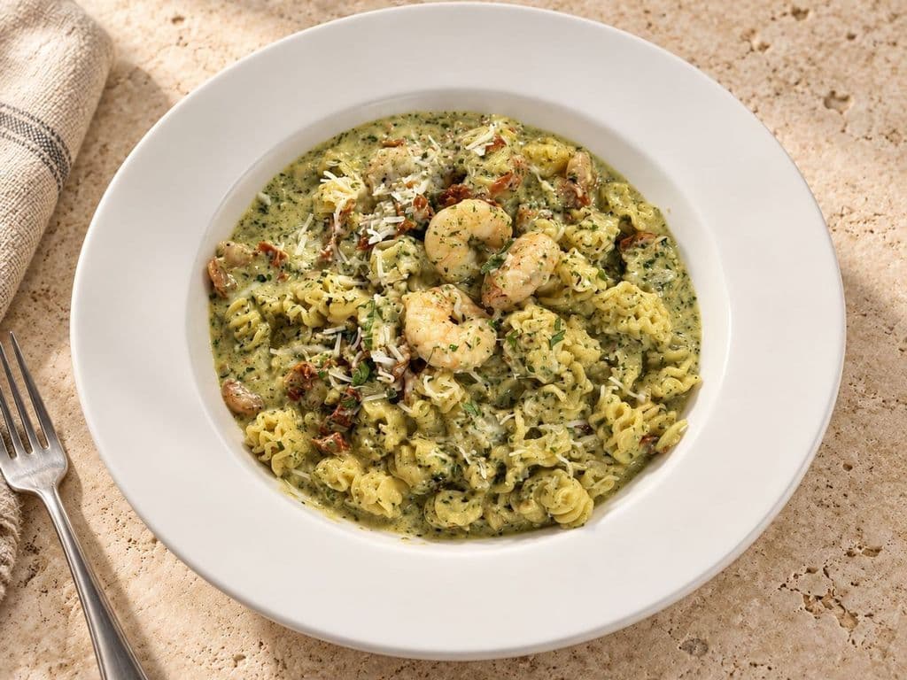 Radiatori Shrimp Pesto