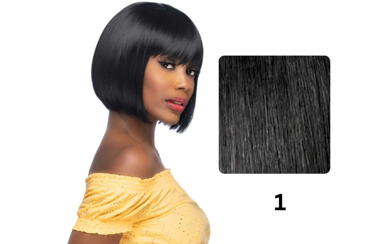 (#1) Amore Mio Synthetic Fringed End Bob With Swept Bang - AW-BANDI