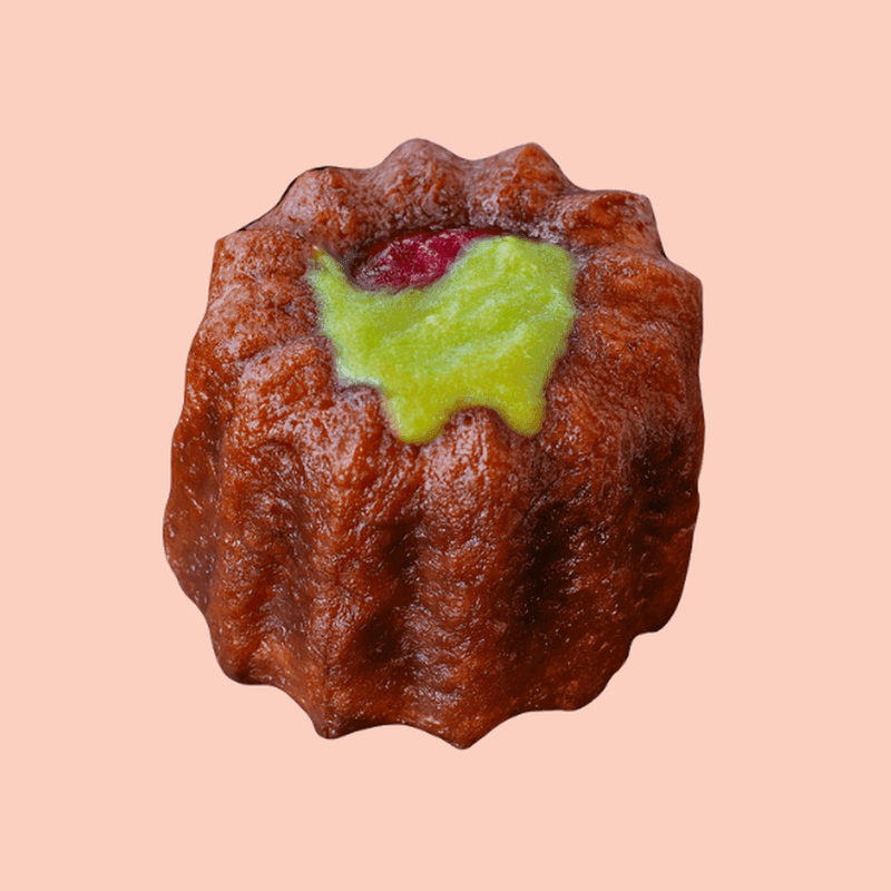 Cannelé matcha framboise chocolat blanc / Cannelé matcha raspberry white chocolate