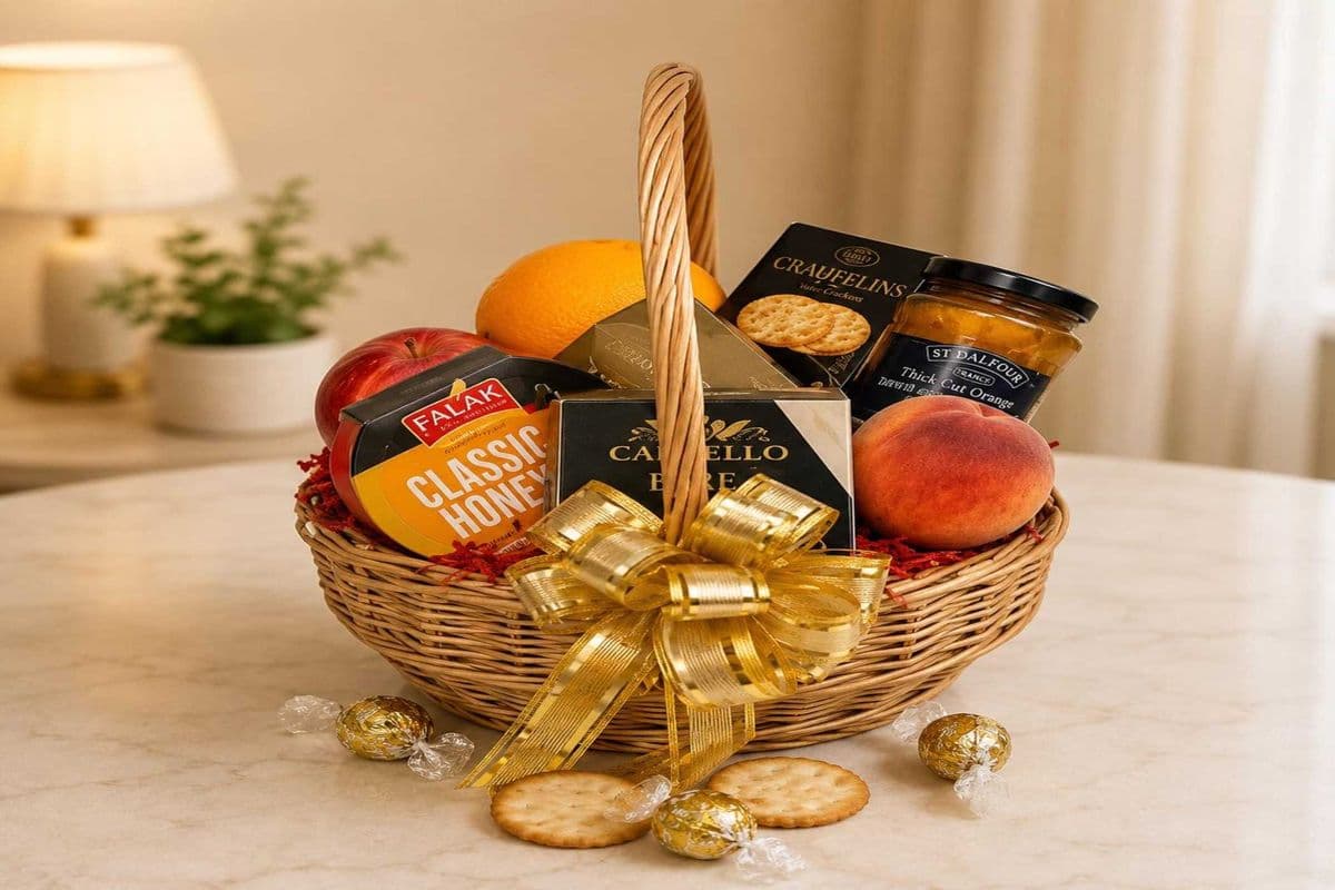 Gourmet Cheese, Crackers & Fruit Basket