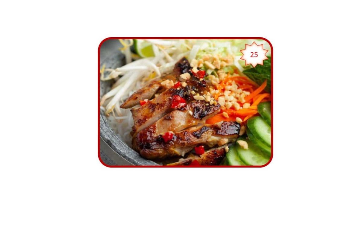 25. Grilled Lemongrass Satay Chicken on Rice Vermicelli